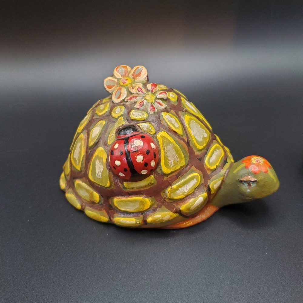Vintage 1976 Ceramic Handpainted Turtle. Shelf Or Desk Sitter